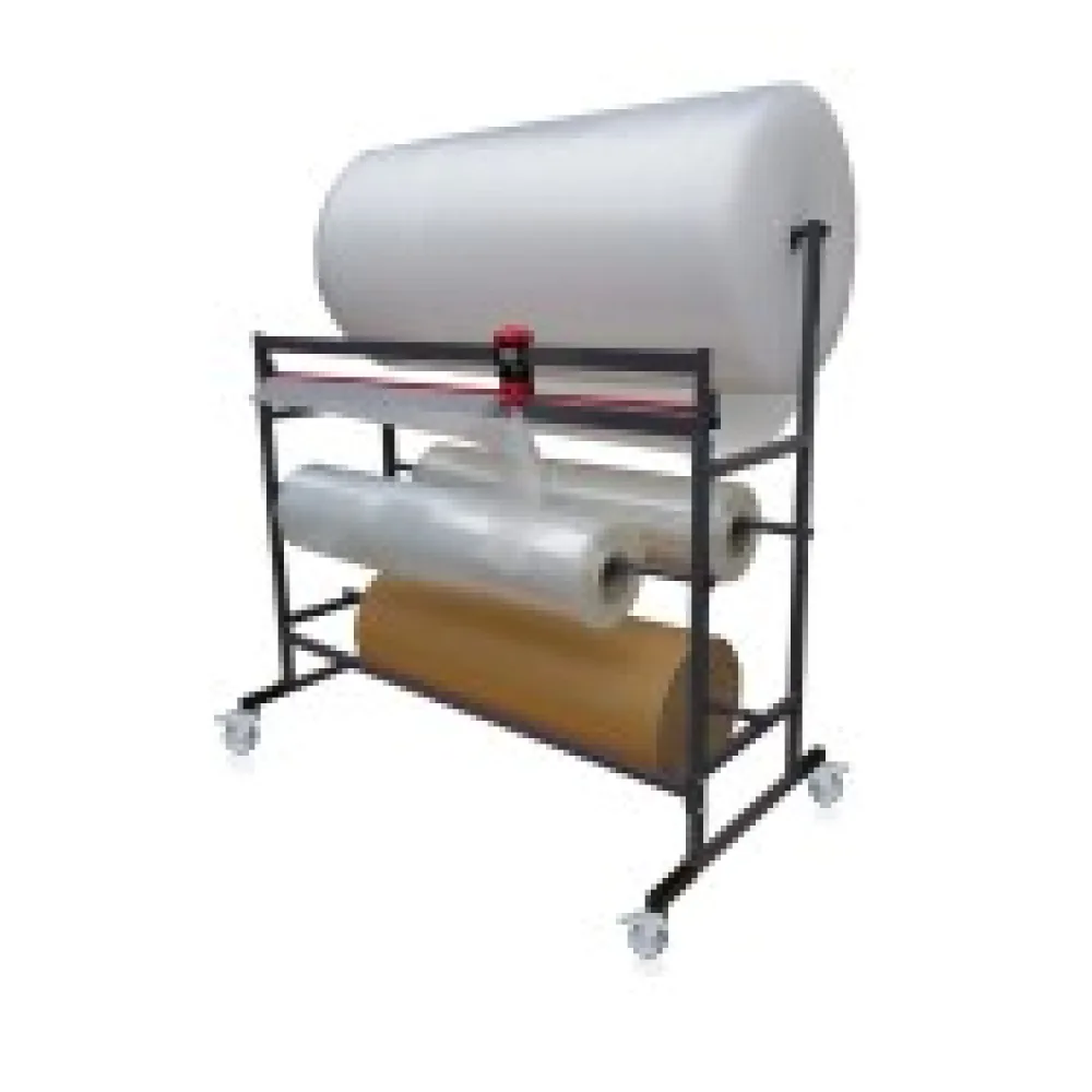 Vierfach Schneidständer für 4 Rollen, 1 Schneidvorrichtung, fahrbar, 150cm
