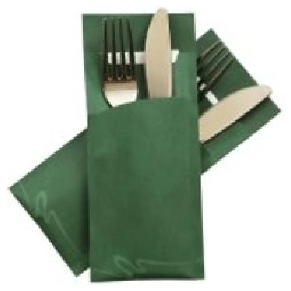 Pochetto Bestecktaschen 200x85mm grün marmor inkl. Serviette, 520 Stk. – Bild 3