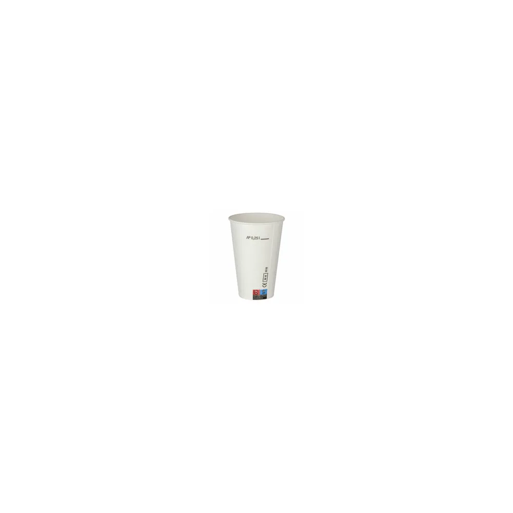 Kaltgetränkebecher Pappbecher weiß mit CE Eichstrich 250 ml 100 Stk.