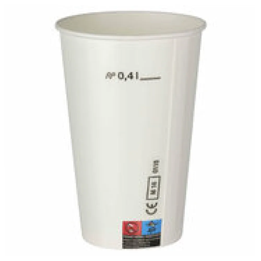 Kaltgetränkebecher Pappbecher weiß mit CE Eichstrich 400 ml 50 Stk.