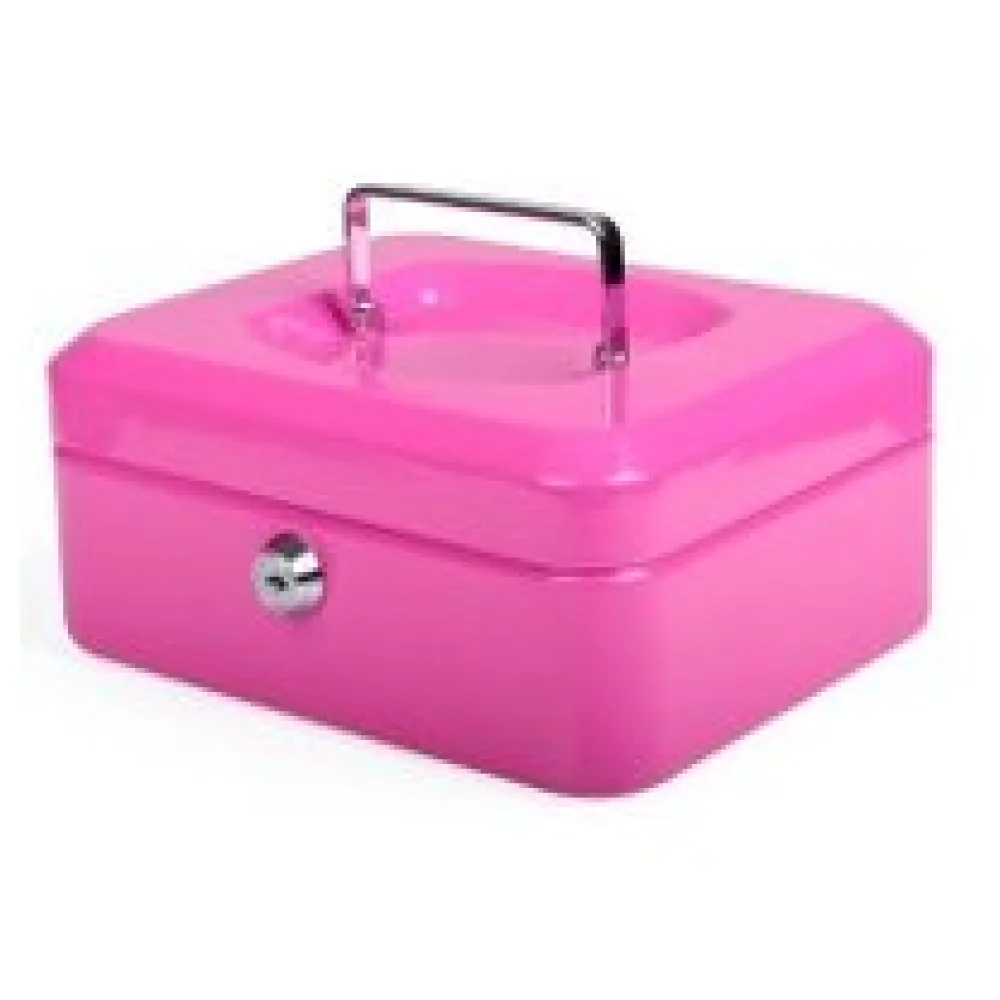 Geldkassette aus robustem Stahl mit herausnehmbaren Münzfächern 200 mm, rosa – Bild 3