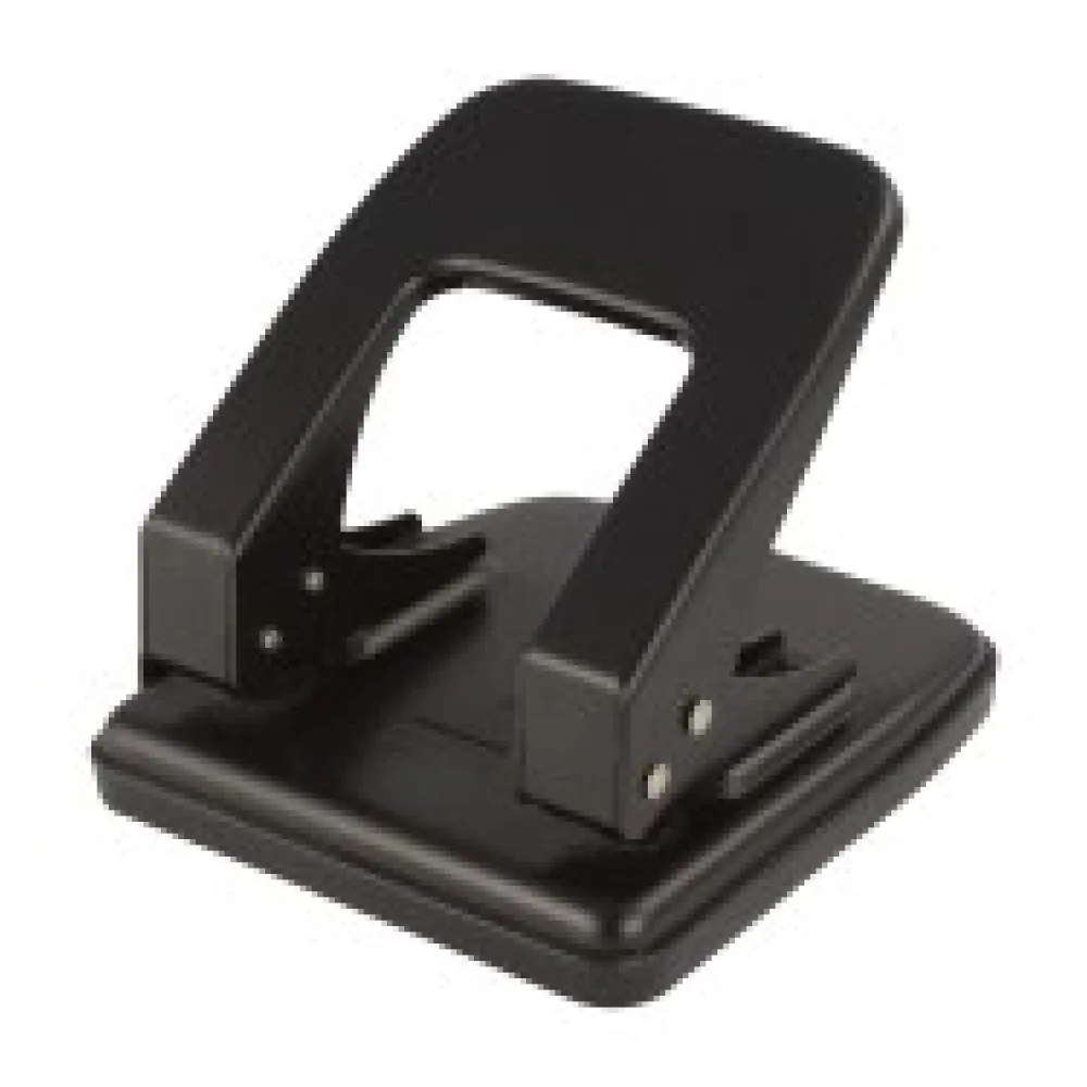 Premium Bürolocher mit Anschlagschiene für 35 Blatt Metallgehäuse, schwarz