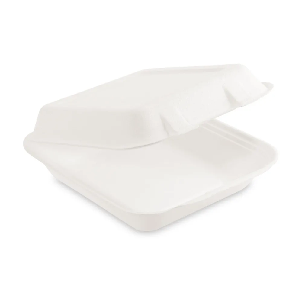 Bio Menüboxen Lunch-Boxen Sandwichbox Zuckerrohr kompostierbar 220x200x67mm, 50 Stk. – Bild 2
