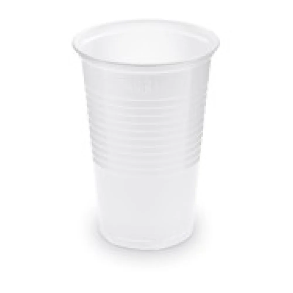 Trinkbecher weiß 200 ml Eichstrich bei 0,2 L, PP, O 70 mm, 100 Stk.