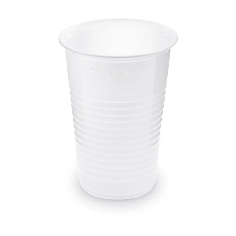 Trinkbecher weiß mit Eichstrich bei 0,3l und 1/2 Pint | 280ml 300ml PP, 100 Stk. – Bild 2