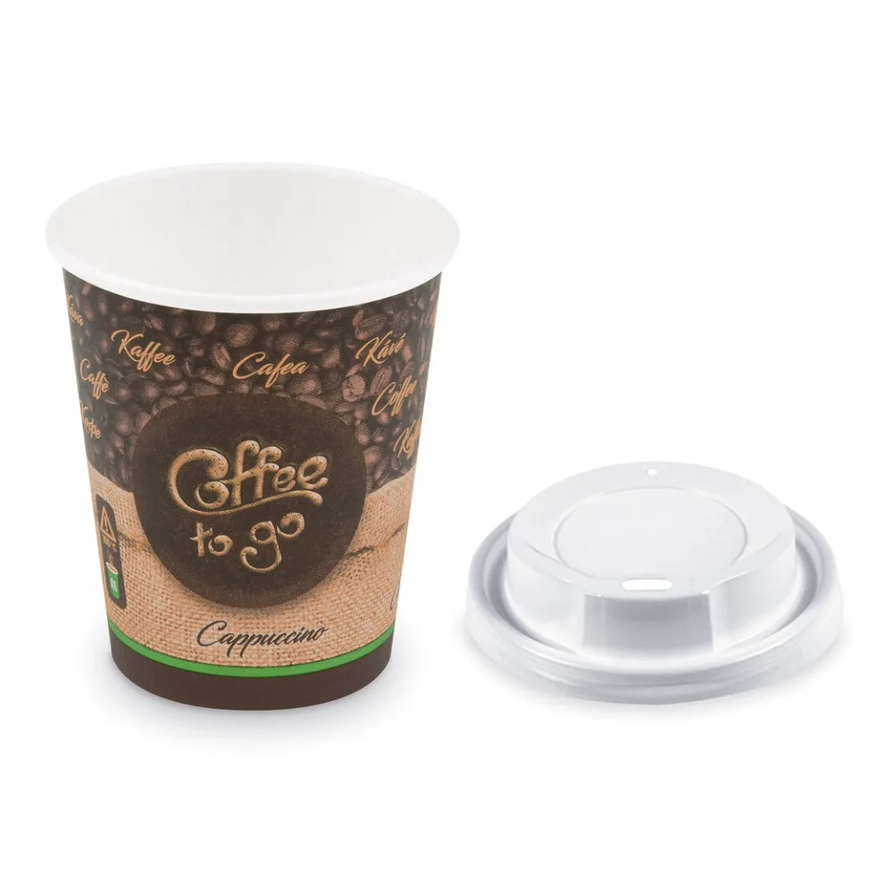 Kaffeebecher M 'Coffee To Go' Cappuccino mit Trinkdeckel 200ml 280ml, 100 Stk. – Bild 2