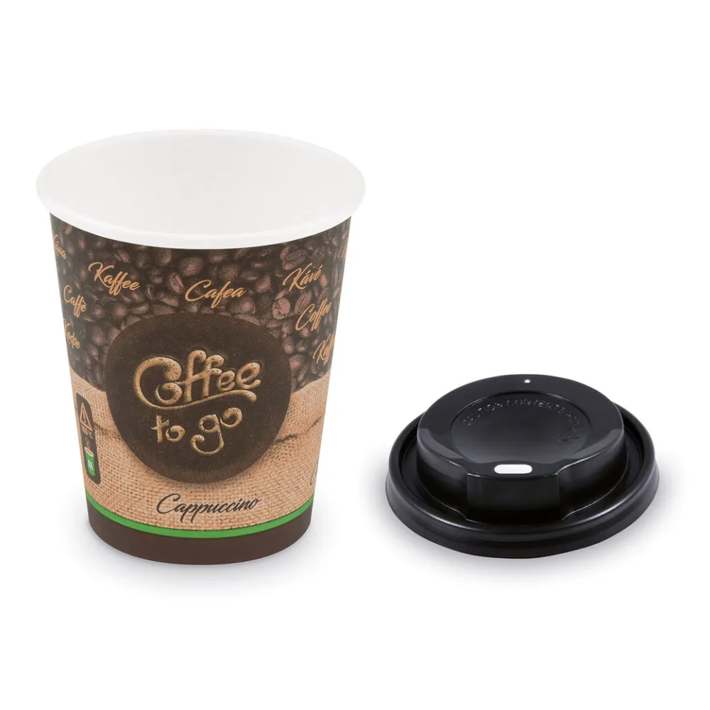 Kaffeebecher M 'Cappuccino To Go' mit Trinkdeckel schwarz 200 ml 280 ml 100 Stk. – Bild 2