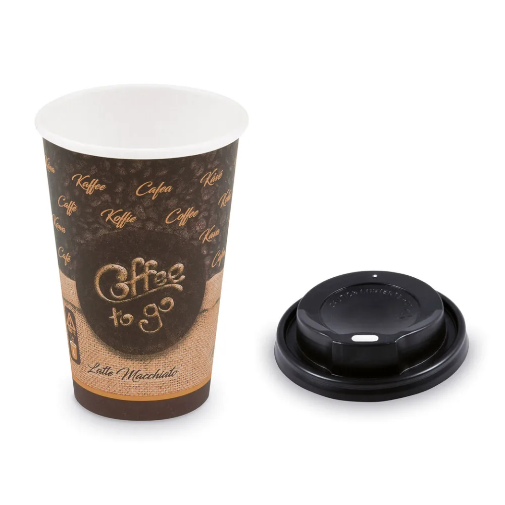 Kaffeebecher L 'Melange To Go' mit Trinkdeckel schwarz 250 ml, 330 ml, 100 Stk. – Bild 2