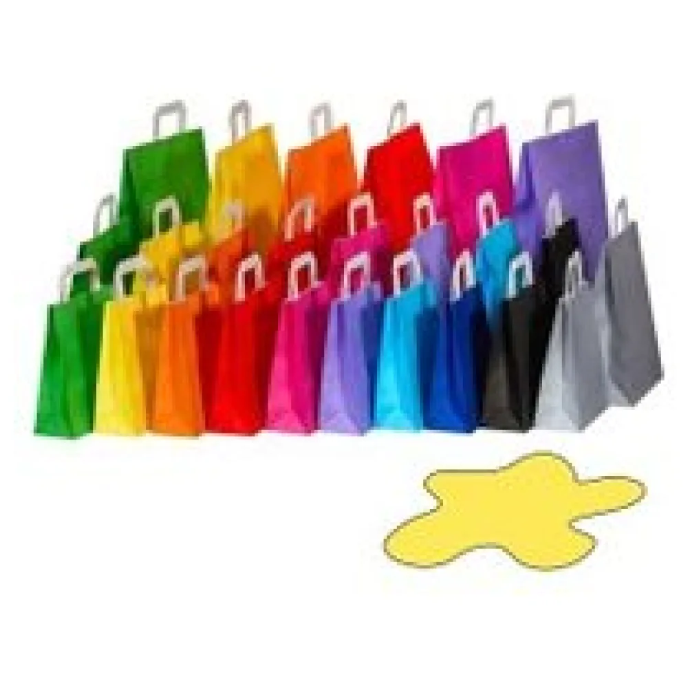 Papiertragetaschen Papiertaschen Flachhenkel 18x8x22cm gelb, 70gr. 50 Stk. – Bild 3
