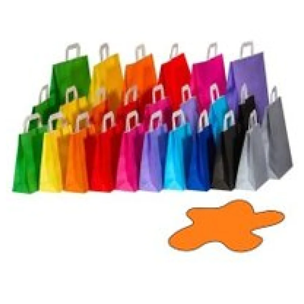 Papiertragetaschen Papiertaschen Flachhenkel 18x8x22cm orange, 70gr. 50 Stk. – Bild 3