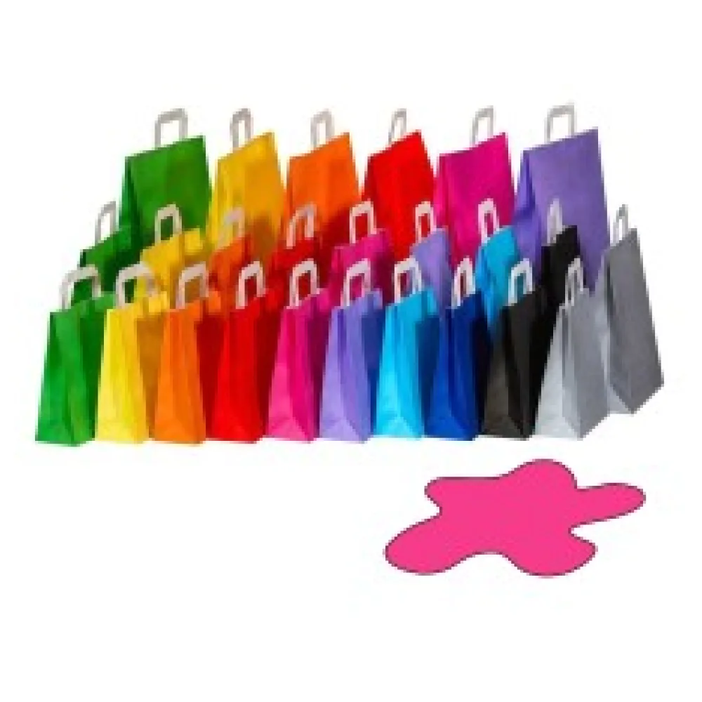 Papiertragetaschen Papiertaschen Flachhenkel 18x8x22cm pink, 70gr. 50 Stk.