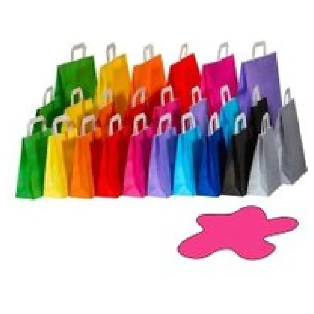 Papiertragetaschen Papiertaschen Flachhenkel 18x8x22cm pink, 70gr. 50 Stk. – Bild 3