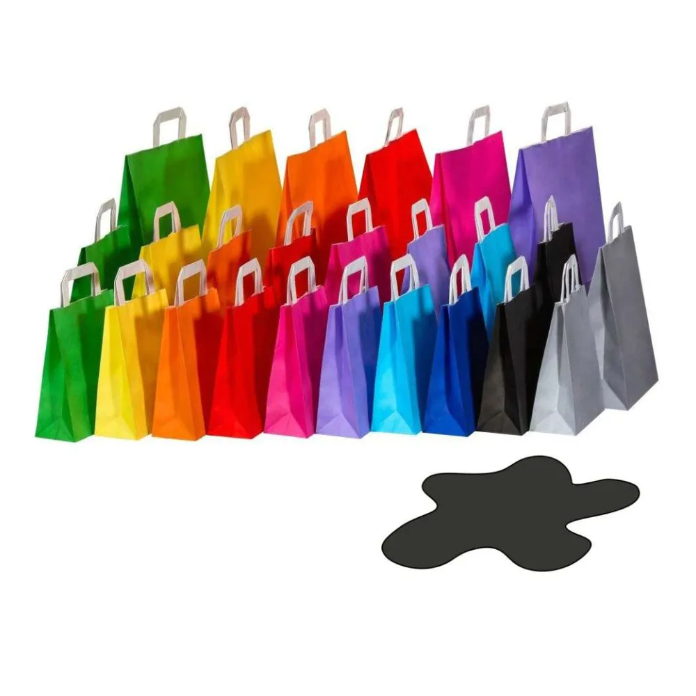 Papiertragetaschen Papiertaschen Flachhenkel 18x8x22cm schwarz, 70gr. 50 Stk. – Bild 2