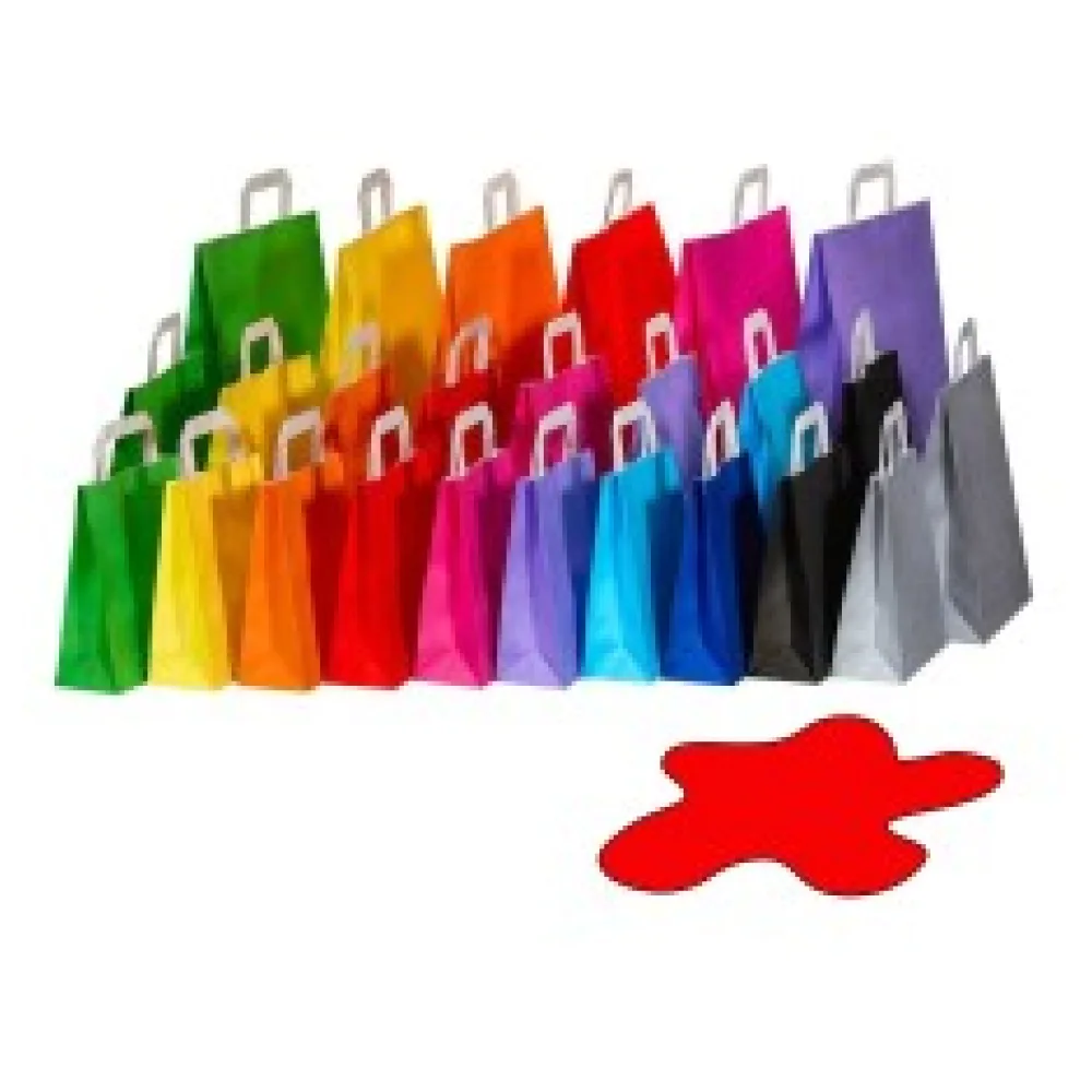 Papiertragetaschen Papiertaschen Flachhenkel 22x10x28cm rot, 70gr. 50 Stk.