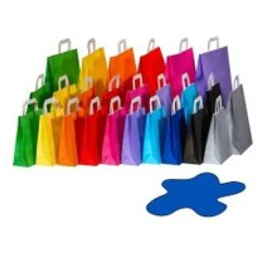 Papiertragetaschen Papiertaschen Flachhenkel 18x8x22cm blau, 70gr. 50 Stk. – Bild 3