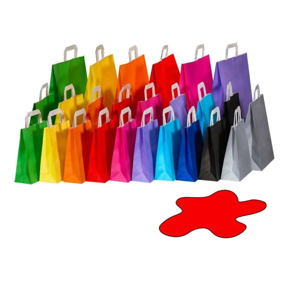 Papiertragetaschen Papiertaschen Flachhenkel 18x8x22cm rot, 70gr. 50 Stk. – Bild 2