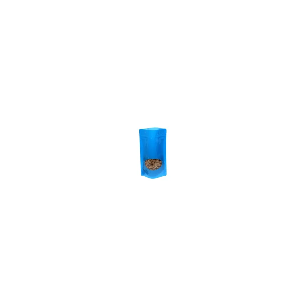Standbodenbeutel PET blau glänzend, mit Fenster, 160x270x80mm, 750 ml, 500 Stk.