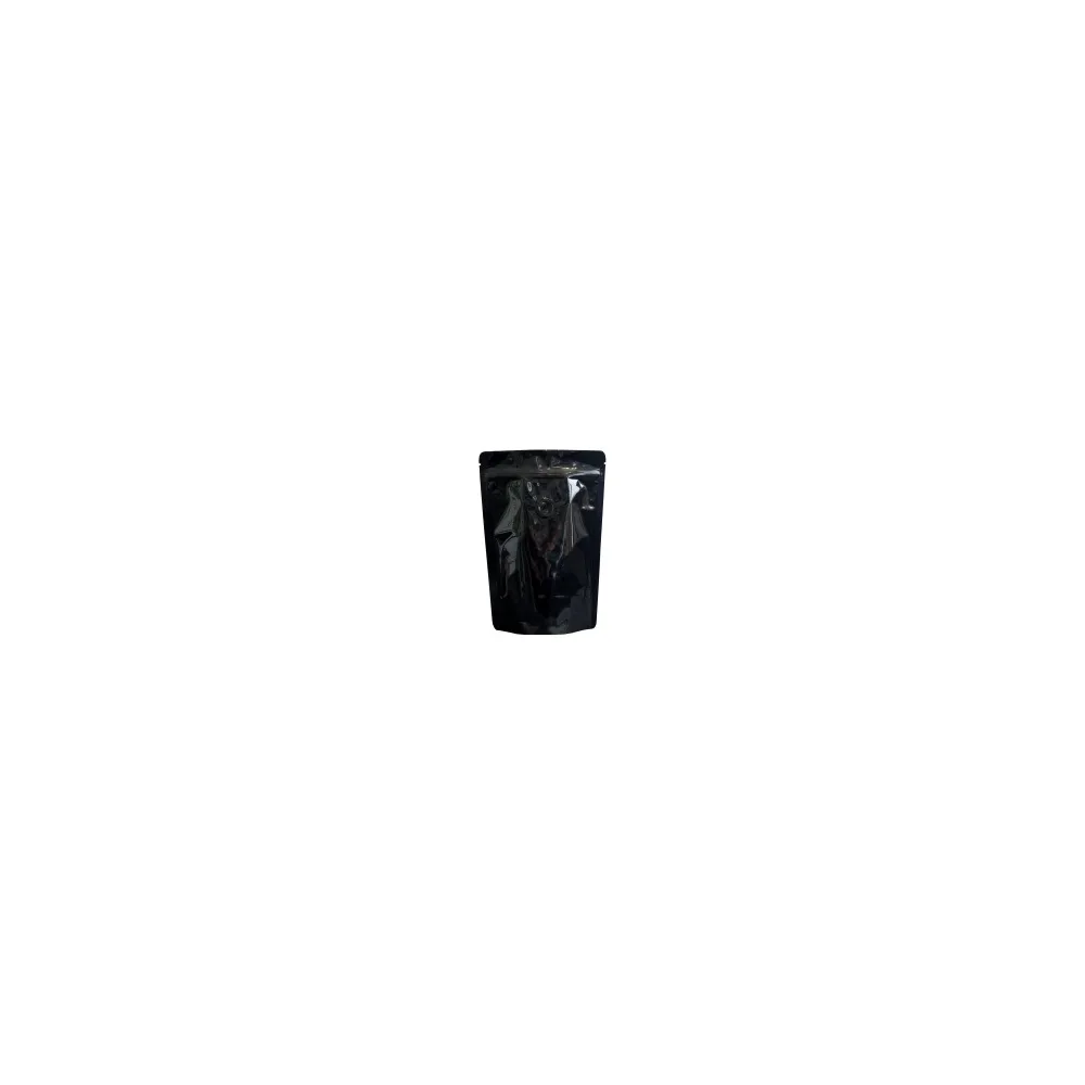 Standbodenbeutel schwarz GLOSS Alu/PET Aromaschutzventil 190x265x100mm, 500 Stk.