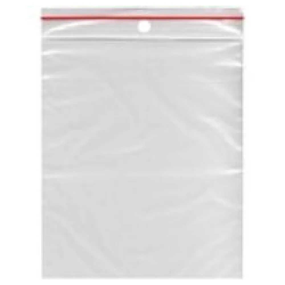 Druckverschlussbeutel 80 x 180 mm mit Rundlochung Farbstreifen rot 1000 Stk. – Bild 3