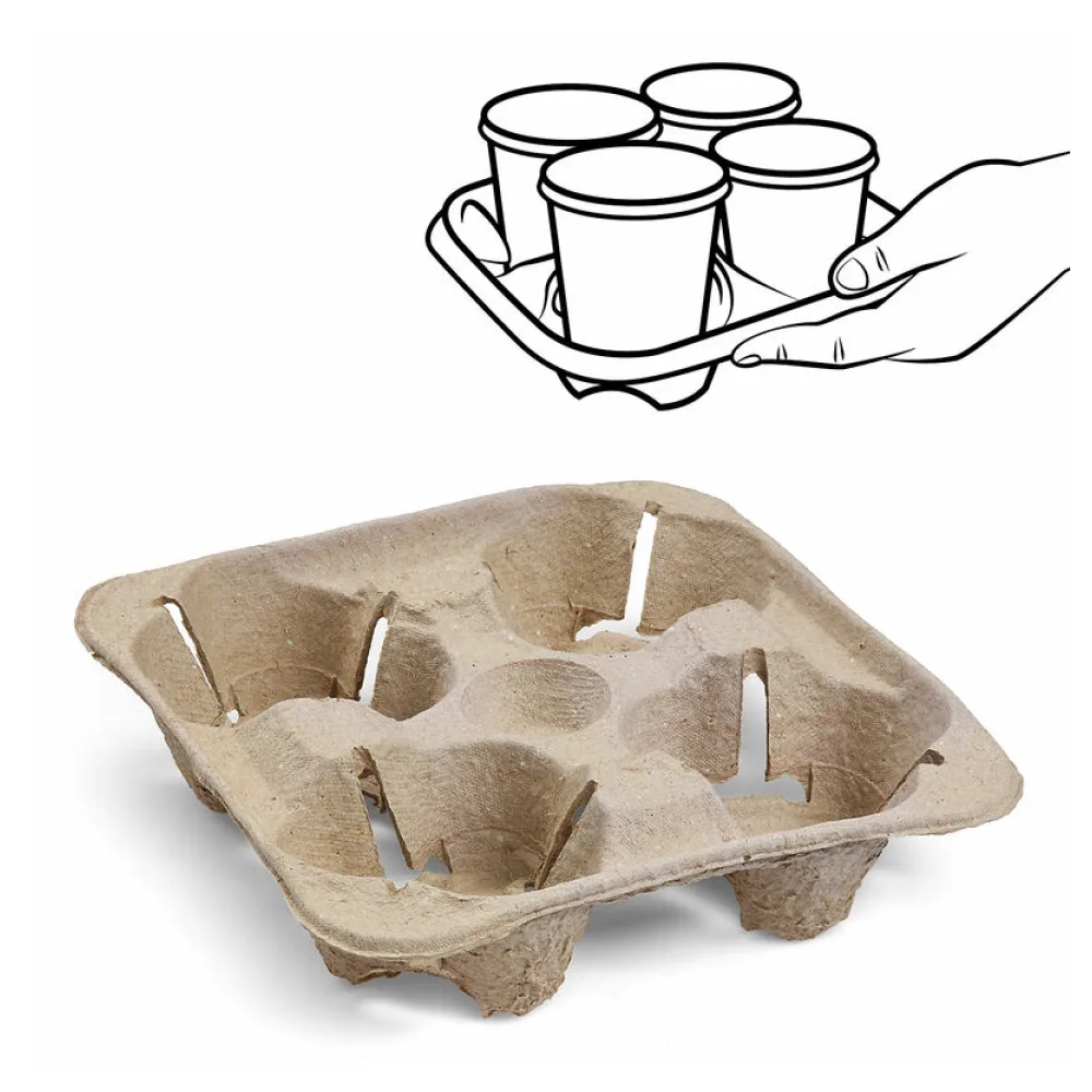 Getränkehalter Tragetablett Becherhalter 4 Becher Coffee to Go 21x21cm, 30 Stk. – Bild 2