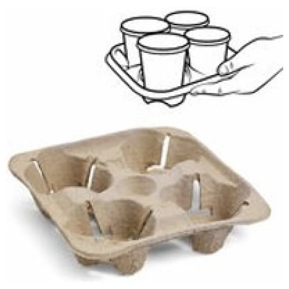 Getränkehalter Tragetablett Becherhalter 4 Becher Coffee to Go 21x21cm, 30 Stk. – Bild 3