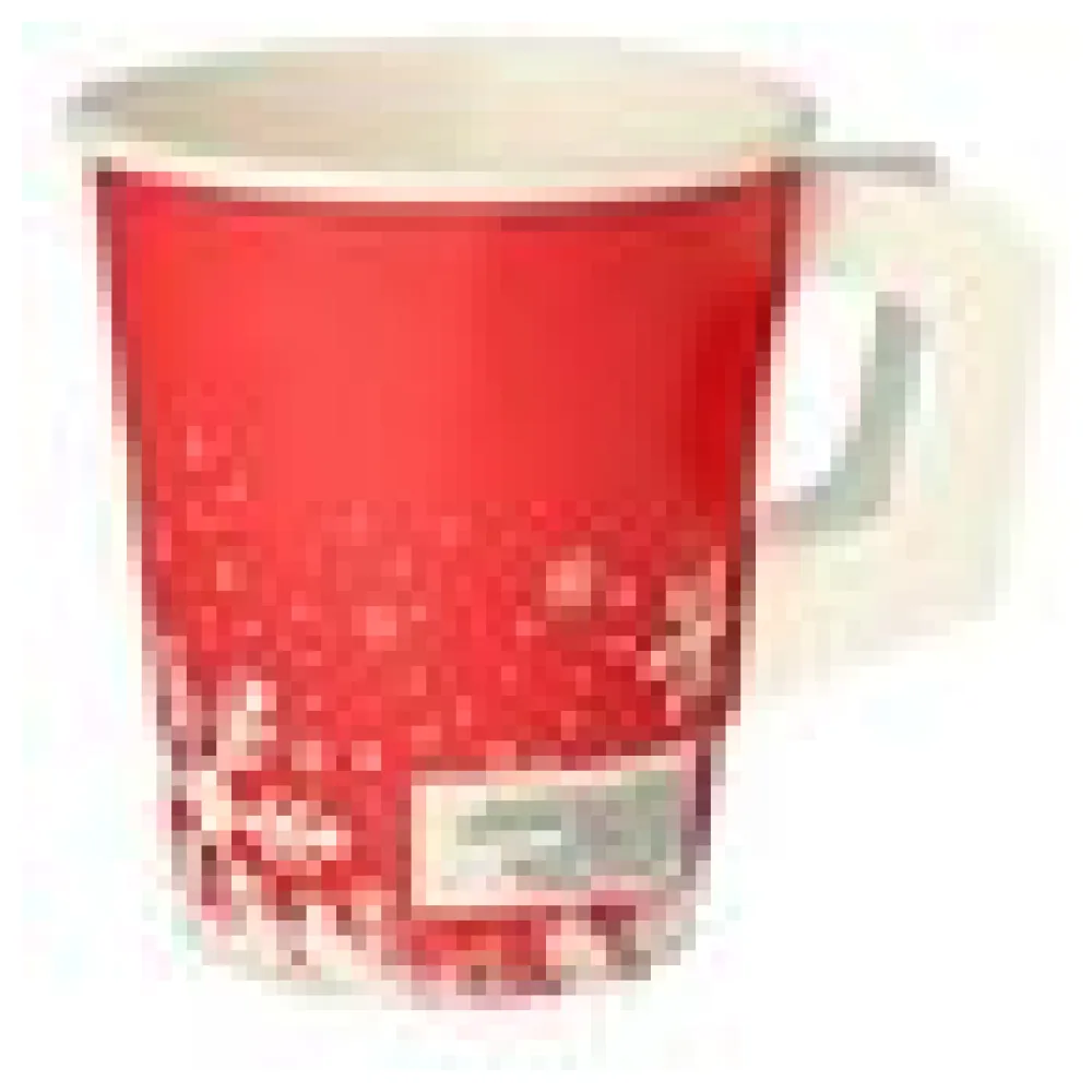 Henkelbecher Kaffeebecher Glühweinbecher rot Wintertime Schneeflocke, 200 ml, 50 Stk. – Bild 4