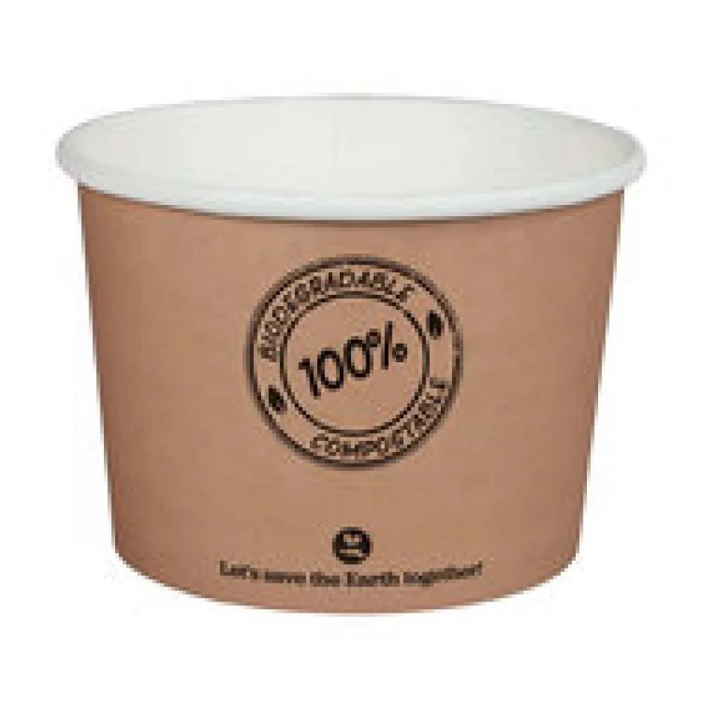 BIO Suppenbecher ToGo Verpackung aus Karton 450ml O11.5cm bis 100°C, 25 Stk.