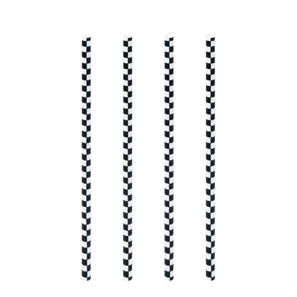 Trinkhalme aus Papier schwarz kariert O6mm, 21cm, 100 Stk. – Bild 2