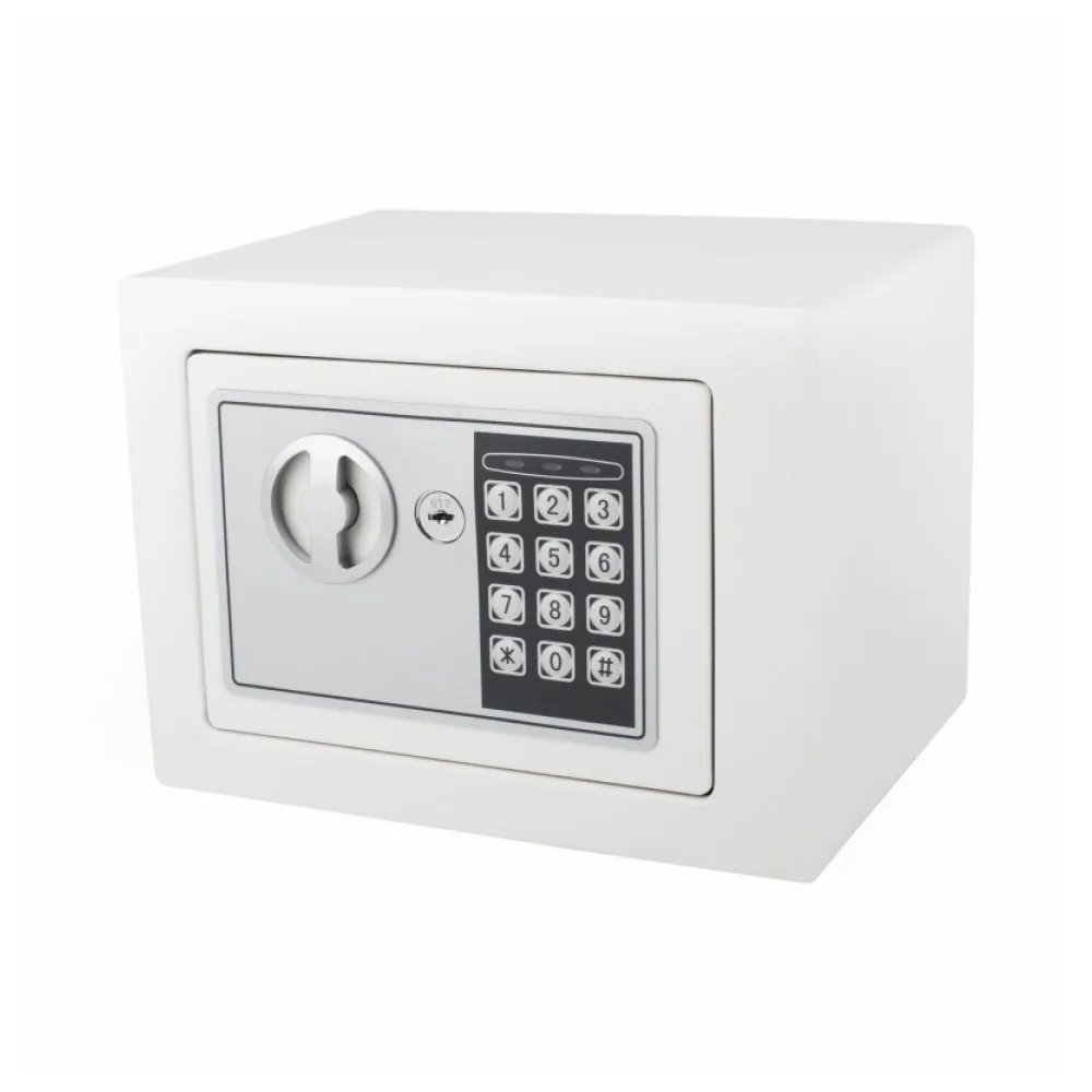 Tresor Safe 23x17x17cm mit elektronischem Zahlenschloss für Tisch/Wandmontage weiß – Bild 2