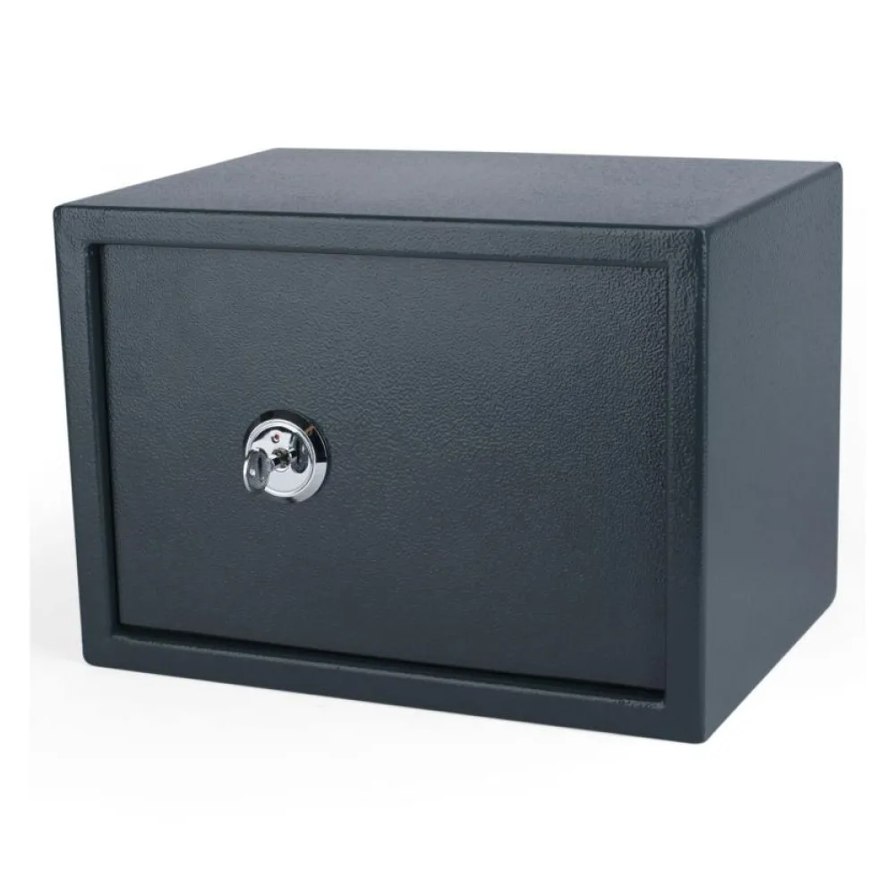 Tresor Safe 35x25x25cm mit Schlüssel-Schloss für Tisch/Wandmontage dunkelgrau – Bild 2