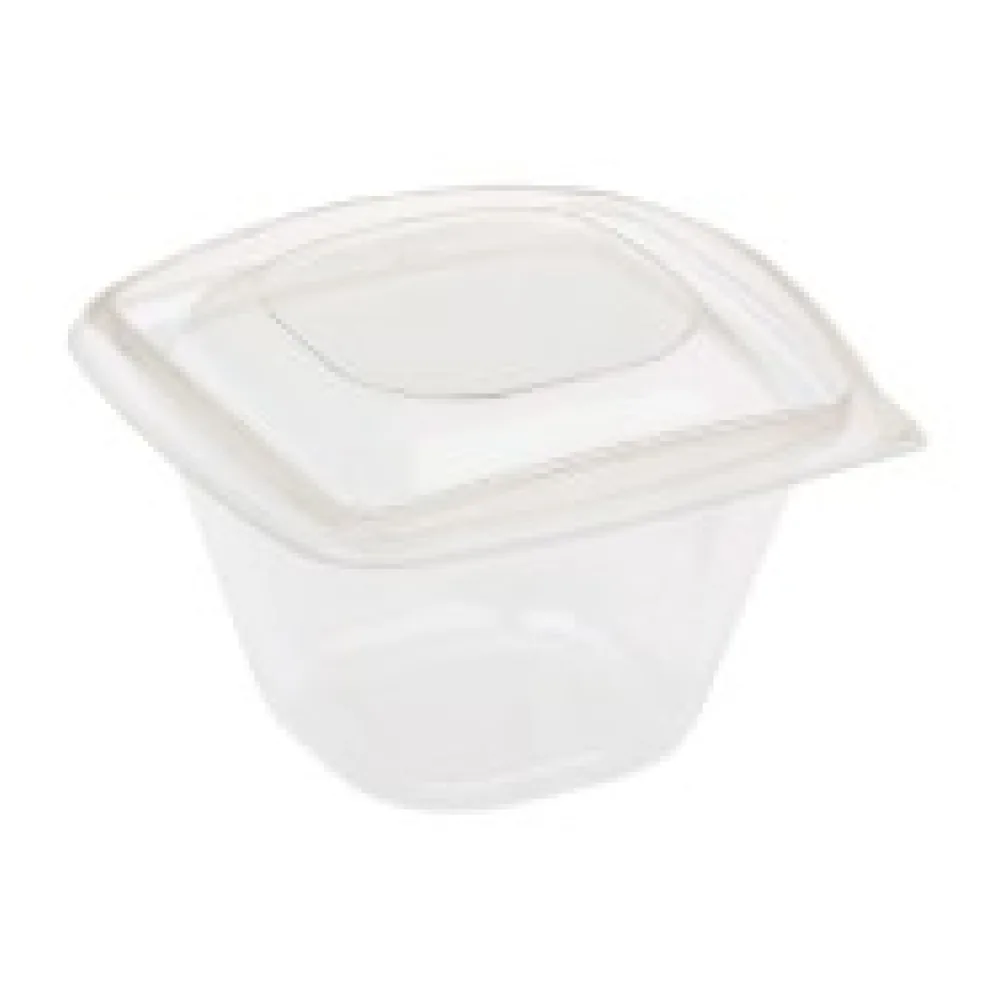 BIO Salatschalen mit Deckel aus Bio-Kunststoff (PLA) transparent 480ml, 40 Stk.
