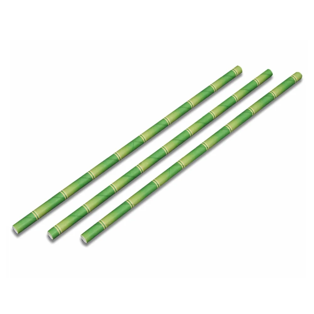 Strohhalme Trinkhalme aus Papier Bambusdesign O6mm 24cm, 100 Stk. – Bild 2