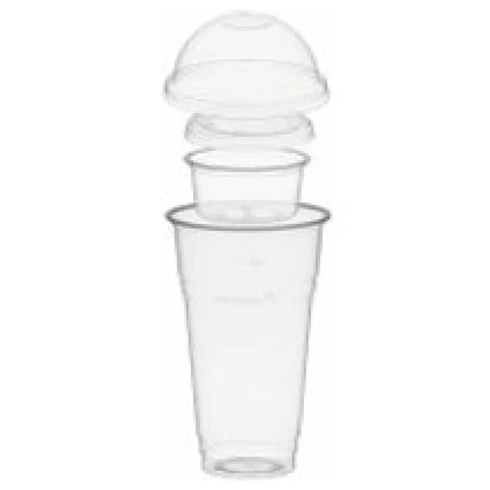 BIO Trinkbecher 500ml mit Domdeckel ohne Loch + Einsatzbecher 90ml PLA 100 Stk. – Bild 3