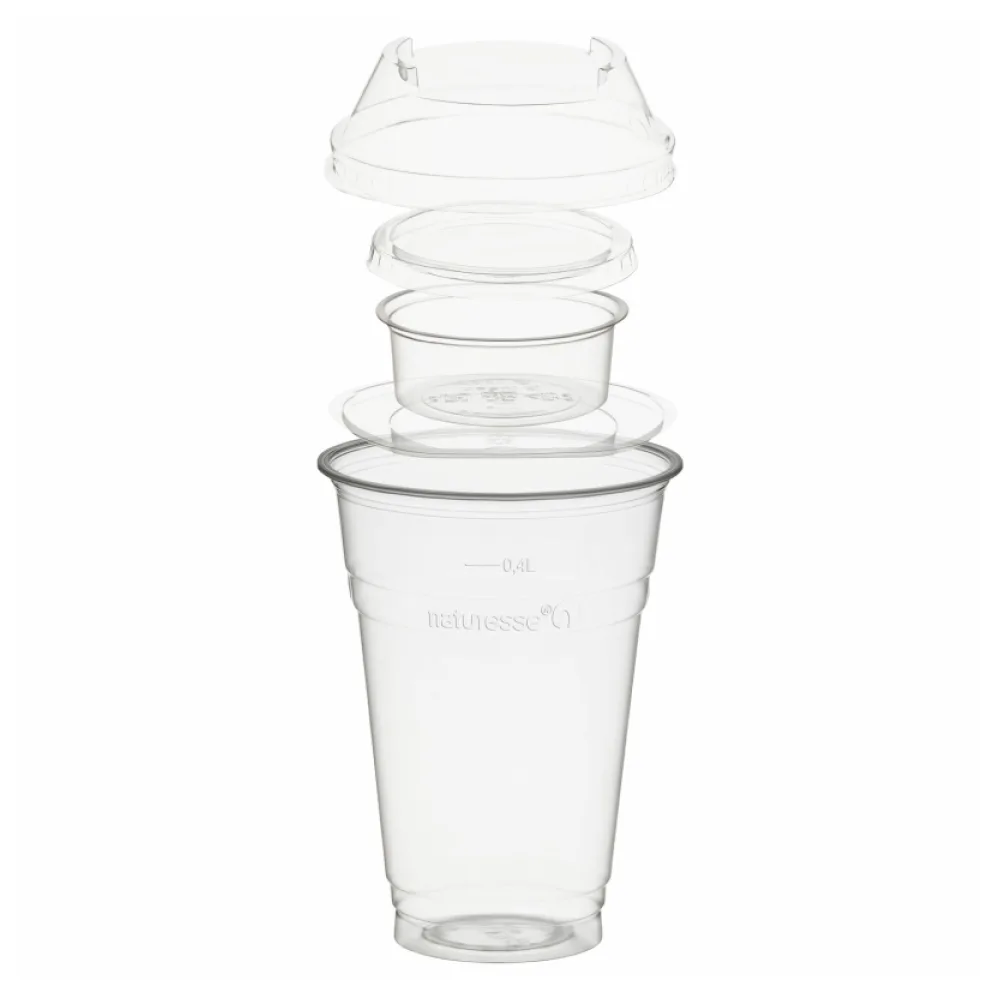 BIO Trinkbecher 400ml+Domdeckel+Einsatzbecher stapelbar Biokunststoff 100 Stk. – Bild 2