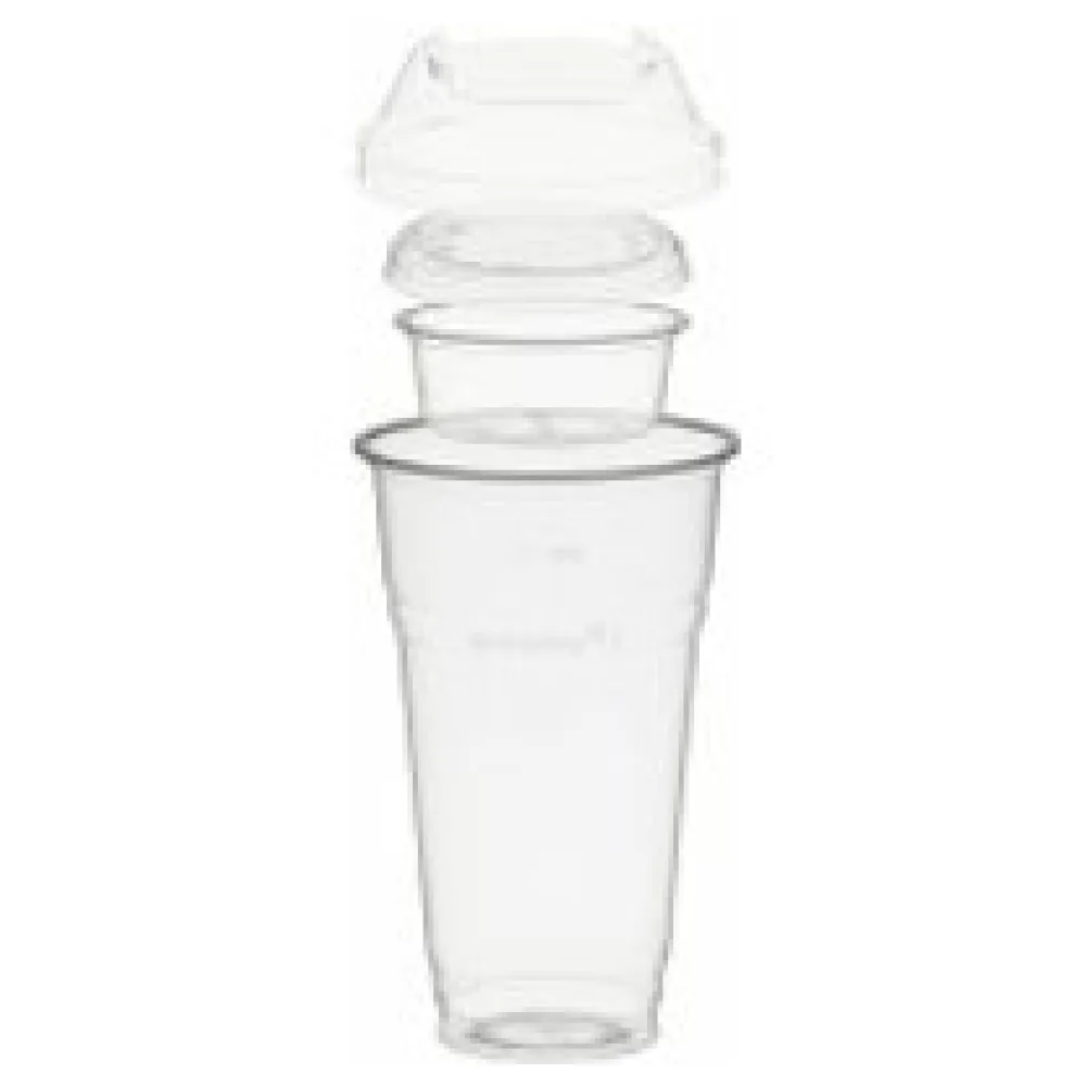BIO Trinkbecher 500ml+Domdeckel+ 60ml Einsatzbecher stapelbar PLA, 100 Stk. – Bild 3
