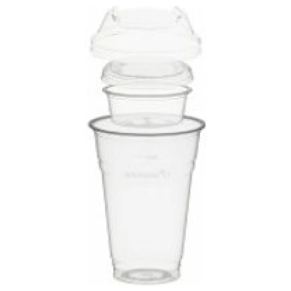 BIO Trinkbecher 400ml + Domdeckel+ 60ml Einsatzbecher stapelbar PLA, 100 Stk. – Bild 3