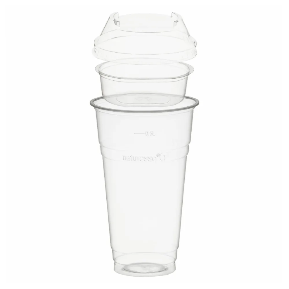 BIO Trinkbecher 500ml + Domdeckel stapelbar + Einsatzbecher O 96mm (PLA) 50 Stk. – Bild 2