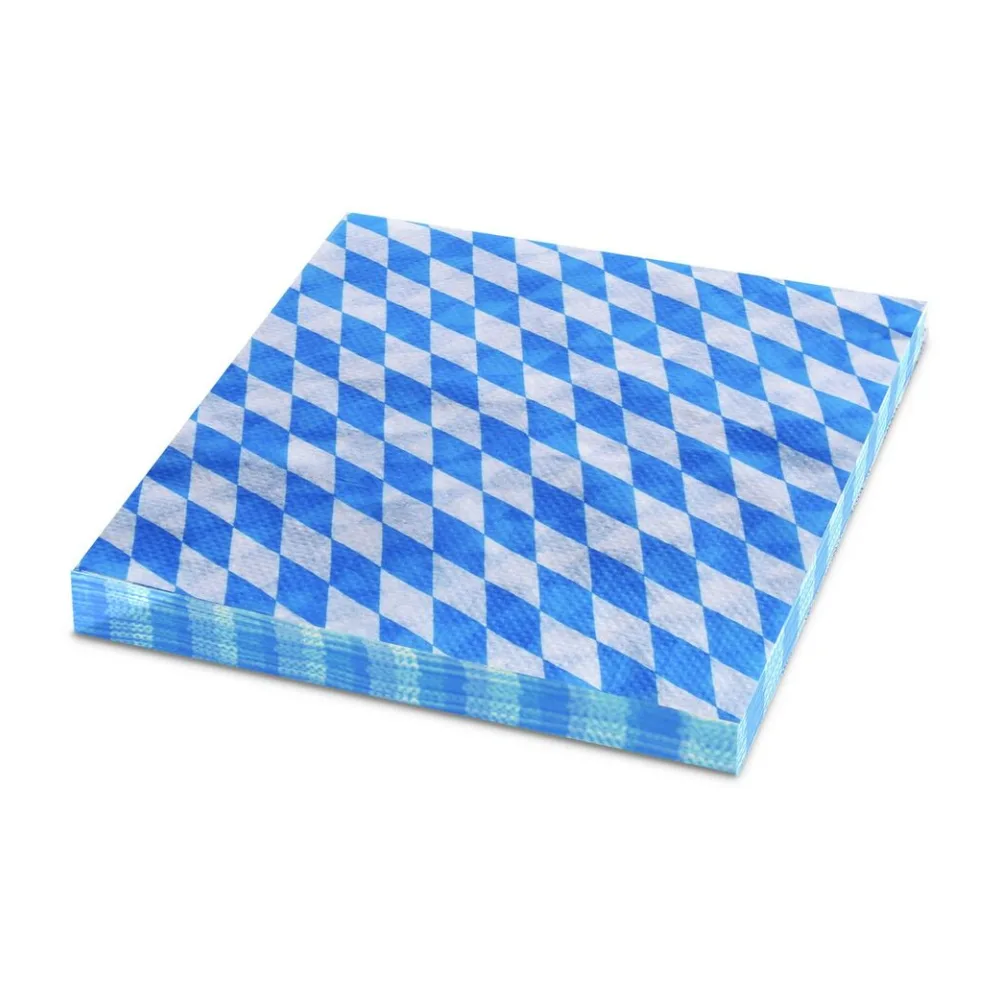 Servietten 1-lagig, 33x33cm Bayerische Raute blau, 100 Stk. – Bild 2