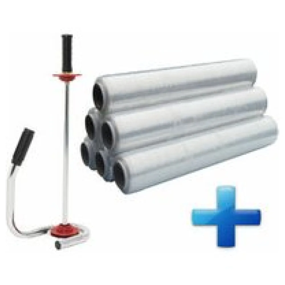 Sparset 6 Rollen Handstretchfolie Handwickelfolie 20my 50cm mit Abroller DE LUXE – Bild 3