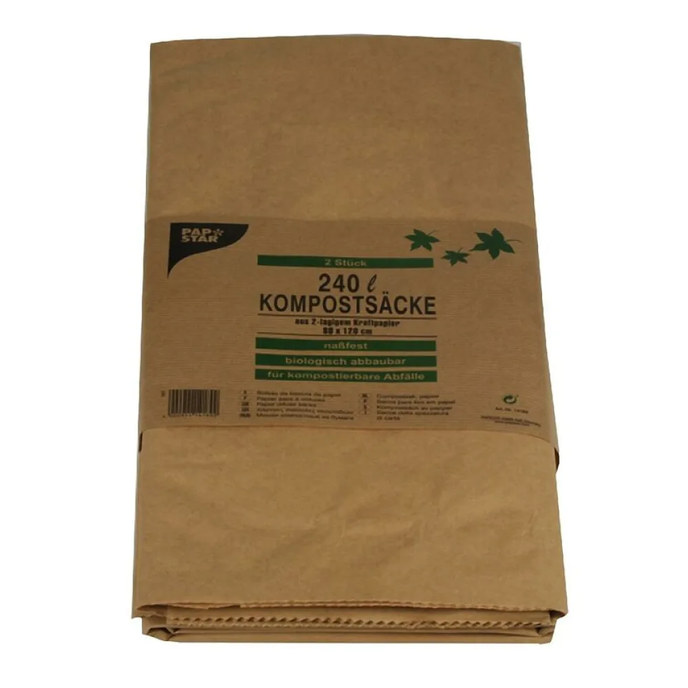 Kompostsäcke 2-lagiges Kraftpapier 240L 115 cm x 80 cm x 30 cm braun, 2 Stk. – Bild 2