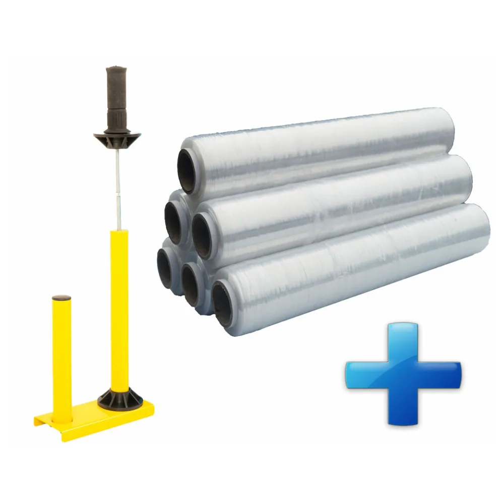 Sparset 6 Rollen Handstretchfolie Handwickelfolie 20my 50cm mit Abroller B'STAR – Bild 2