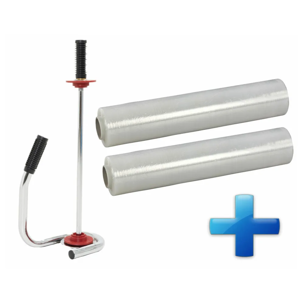 Sparset 2 Rollen Handstretchfolie Handwickelfolie 20my 50cm mit Abroller DE LUXE – Bild 2