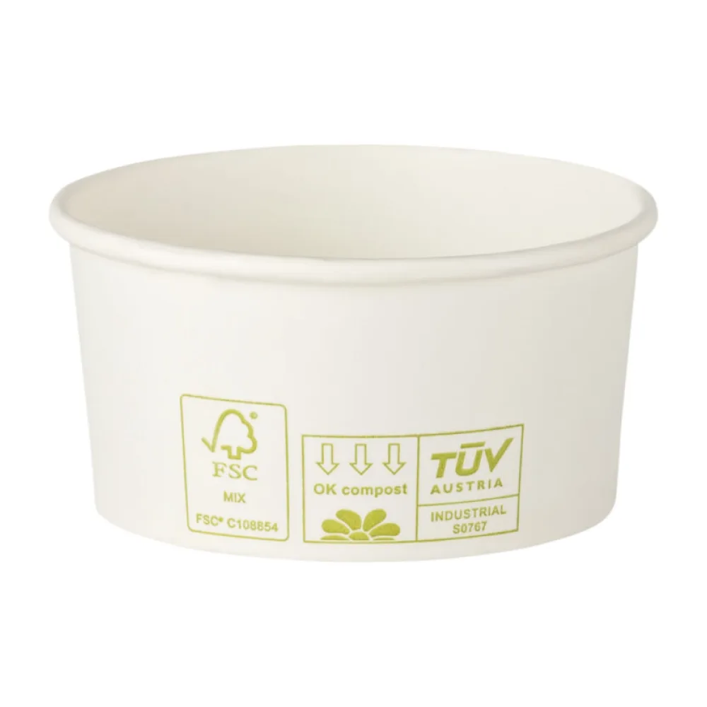 Bio Eisbecher Pappbecher 100% ohne Kunststoff 160ml O85 Höhe 43mm weiß, 50 Stk. – Bild 2