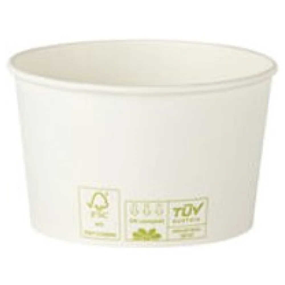 Bio Eisbecher Pappbecher 100% ohne Kunststoff 340ml O101 Höhe 63mm weiß, 50 Stk. – Bild 3