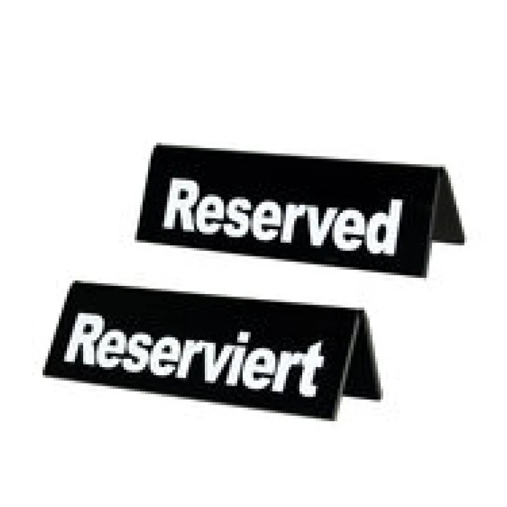 Tischaufsteller "Reserviert" aus Acrylglas, schwarz, 13x3.5x4cm, 1 Stk.