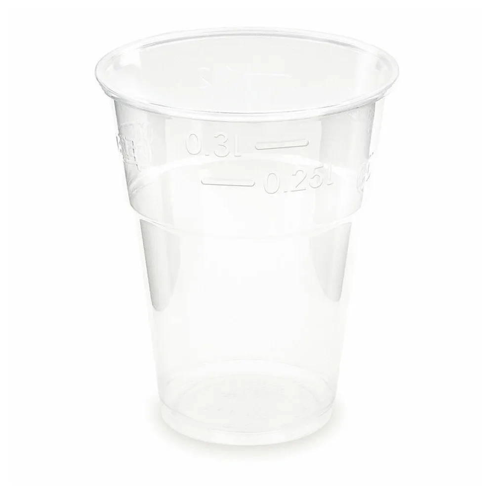 BIO Trinkbecher klar 300 ml 0,3 l Eichstrich Biokunststoff PLA o 85mm, 10 Stk. – Bild 2