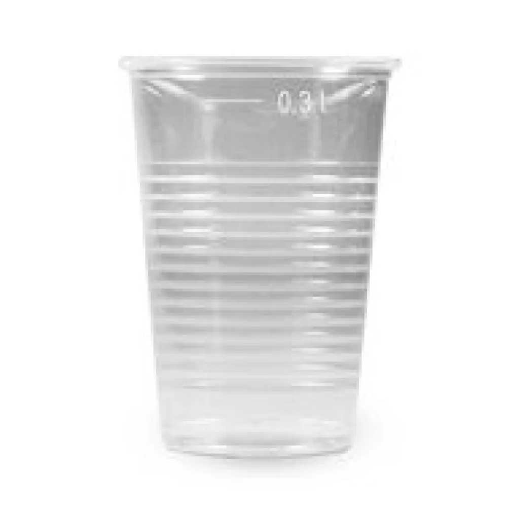 Trinkbecher transparent klar mit Eichstrich 0,3 l, 300 ml, PP, 10 Stk.