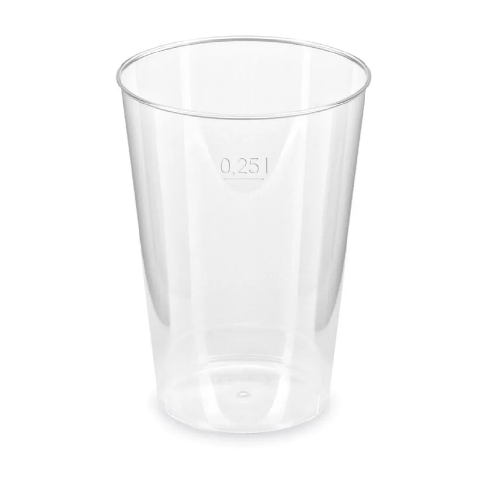 Trinkglas Trinkbecher Plastikbecher glasklar mit Eichstrich bei 250ml, 50 Stk. – Bild 2