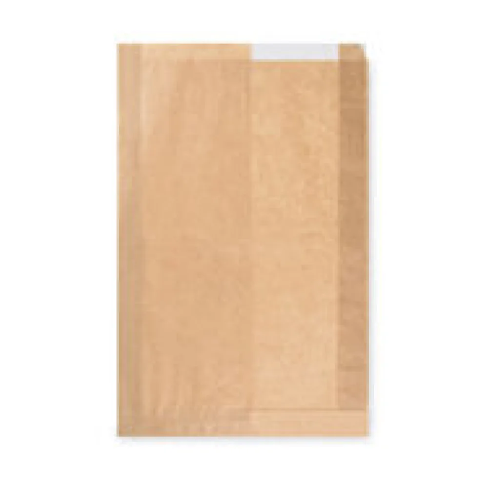 Papierfaltenbeutel Papiertüten mit Fenster braun 22+5 x 34cm Brotlaib, 1000 Stk.