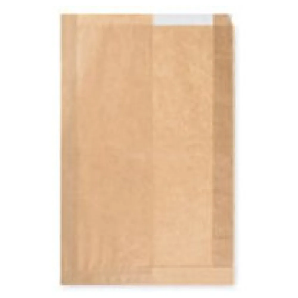 Papierfaltenbeutel Papiertüten mit Fenster braun 22+5 x 34cm Brotlaib, 1000 Stk. – Bild 3